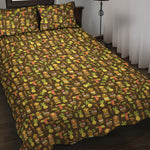 Tiki Luau Pattern Print Quilt Bed Set