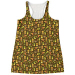 Tiki Luau Pattern Print Women's Racerback Tank Top