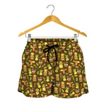 Tiki Luau Pattern Print Women's Shorts