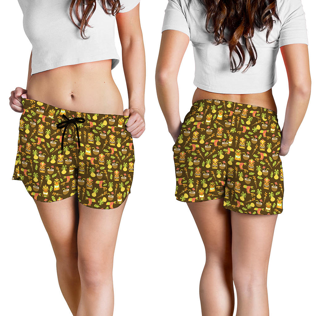 Tiki Luau Pattern Print Women's Shorts