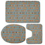 Tiki Totem Pattern Print 3 Piece Bath Mat Set