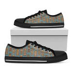 Tiki Totem Pattern Print Black Low Top Shoes