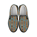 Tiki Totem Pattern Print Black Slip On Shoes