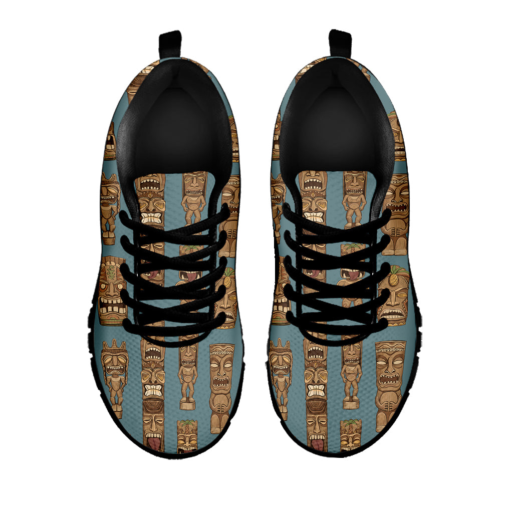 Tiki Totem Pattern Print Black Sneakers
