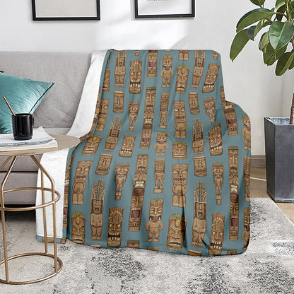 Tiki Totem Pattern Print Blanket