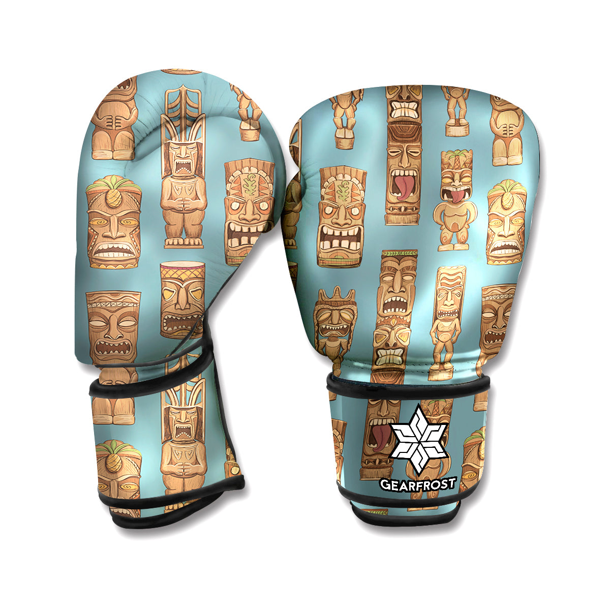 Tiki Totem Pattern Print Boxing Gloves
