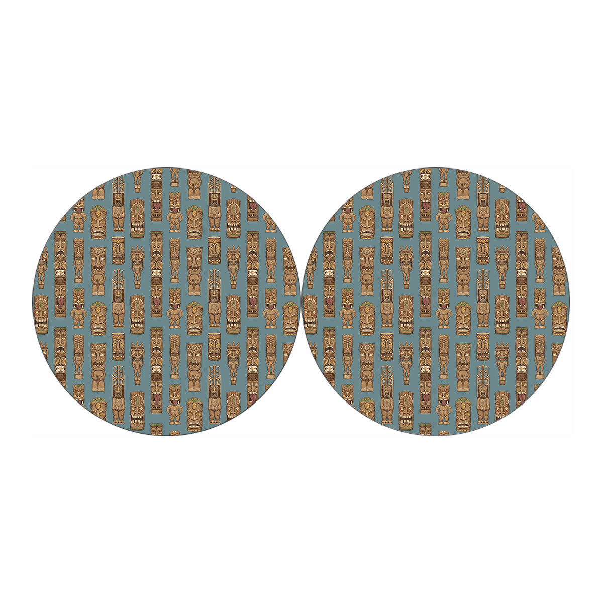 Tiki Totem Pattern Print Car Coasters