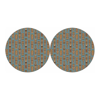 Tiki Totem Pattern Print Car Coasters