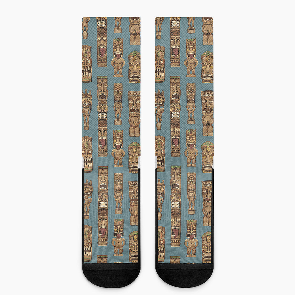 Tiki Totem Pattern Print Crew Socks