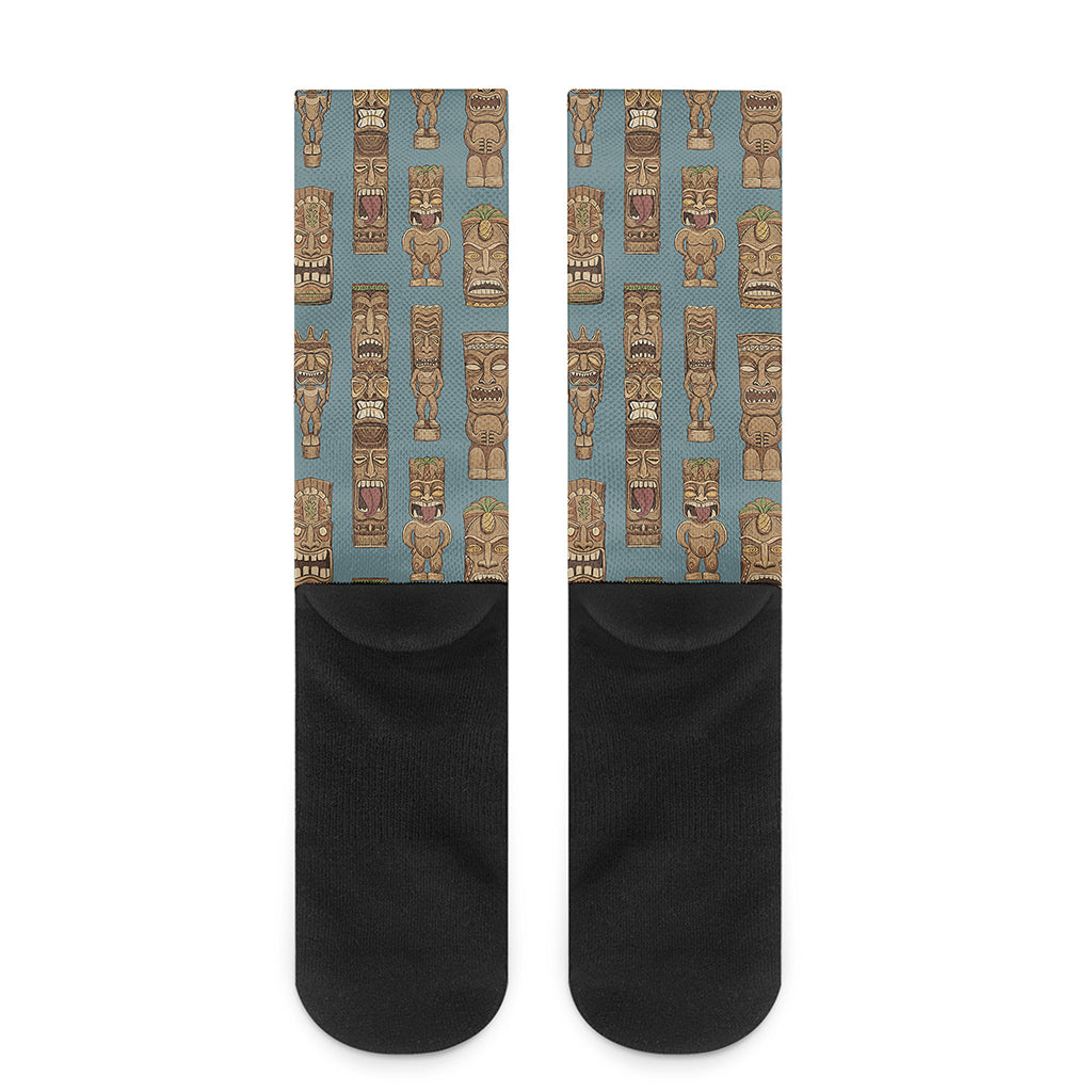 Tiki Totem Pattern Print Crew Socks