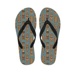 Tiki Totem Pattern Print Flip Flops