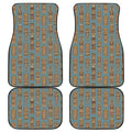 Tiki Totem Pattern Print Front and Back Car Floor Mats