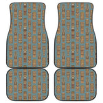 Tiki Totem Pattern Print Front and Back Car Floor Mats