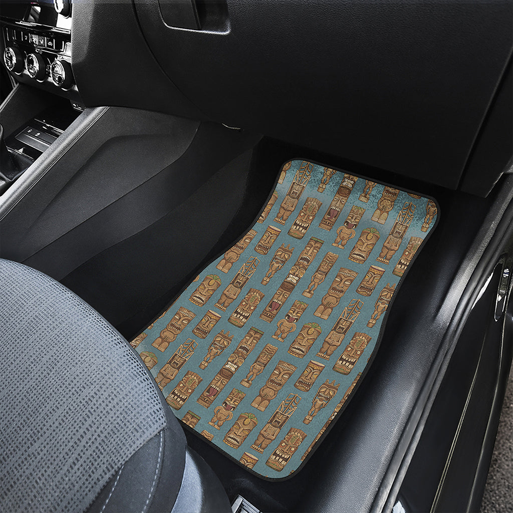 Tiki Totem Pattern Print Front and Back Car Floor Mats