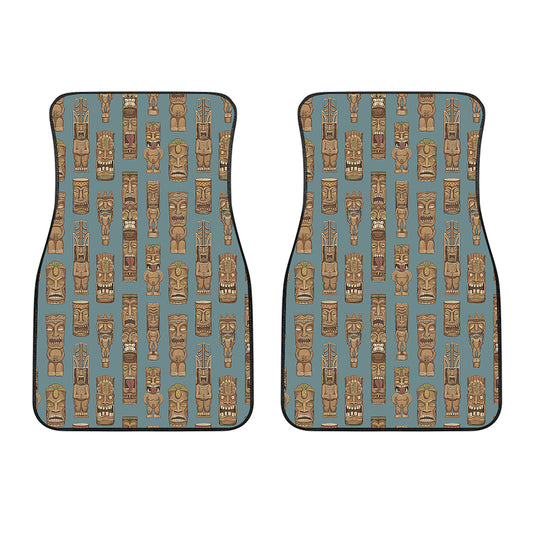 Tiki Totem Pattern Print Front Car Floor Mats