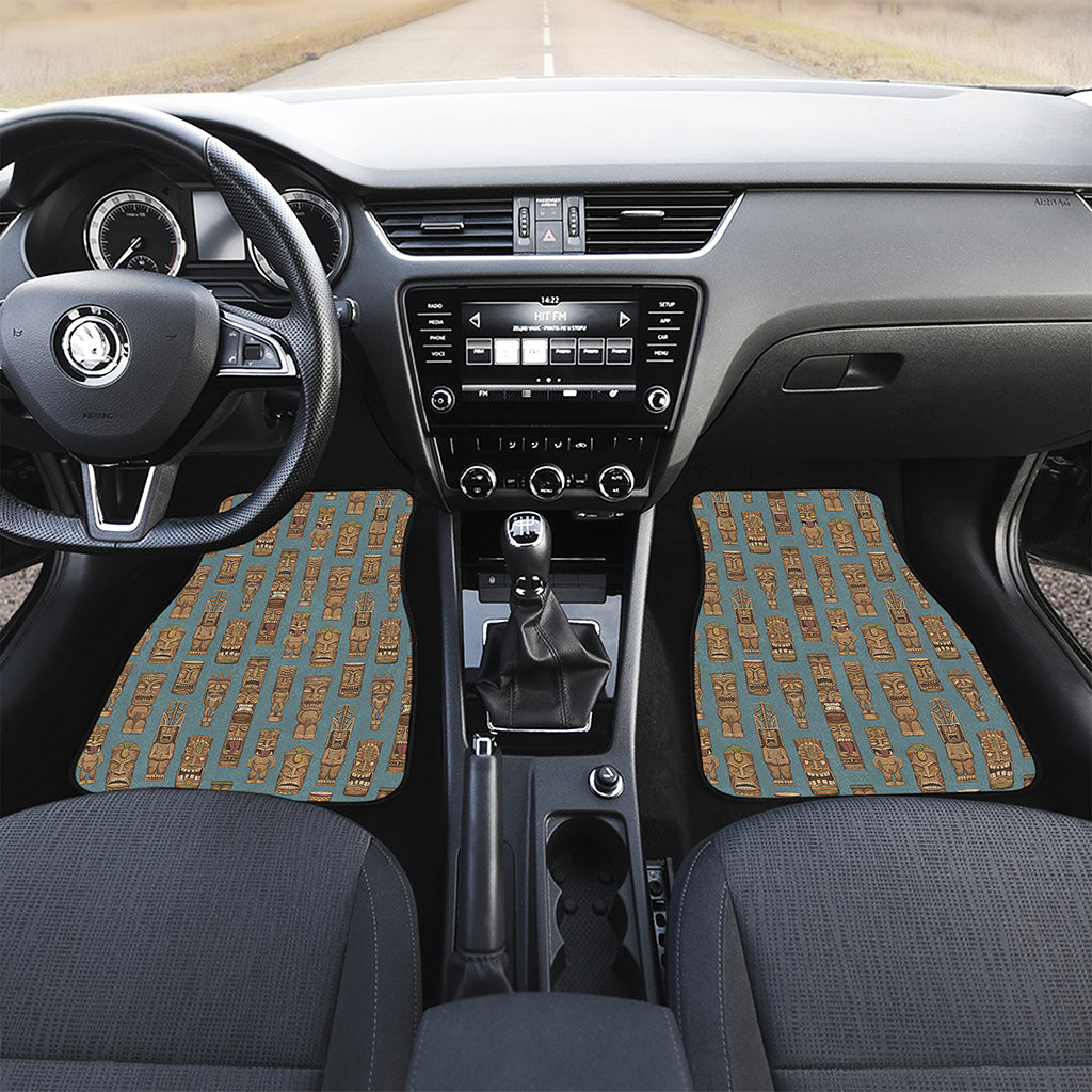 Tiki Totem Pattern Print Front Car Floor Mats