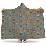 Tiki Totem Pattern Print Hooded Blanket