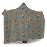 Tiki Totem Pattern Print Hooded Blanket
