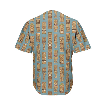 Tiki Totem Pattern Print Men's Baseball Jersey