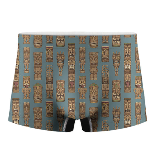 Tiki Totem Pattern Print Men's Boxer Briefs