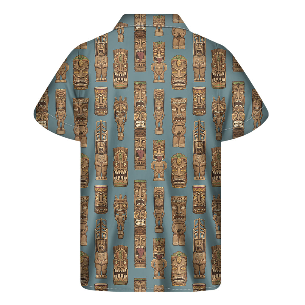 Tiki Totem Pattern Print Men's Short Sleeve Shirt