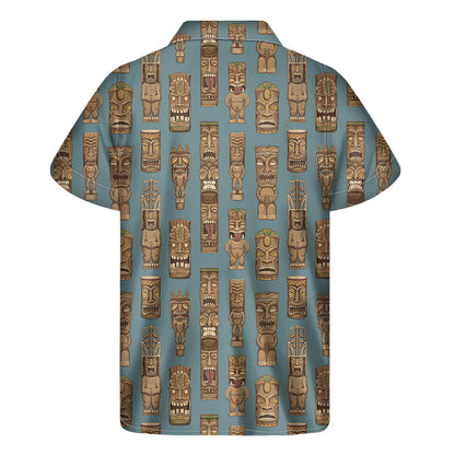 Tiki Totem Pattern Print Men's Short Sleeve Shirt