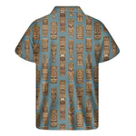 Tiki Totem Pattern Print Men's Short Sleeve Shirt