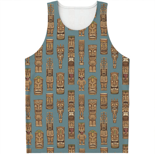 Tiki Totem Pattern Print Men's Tank Top
