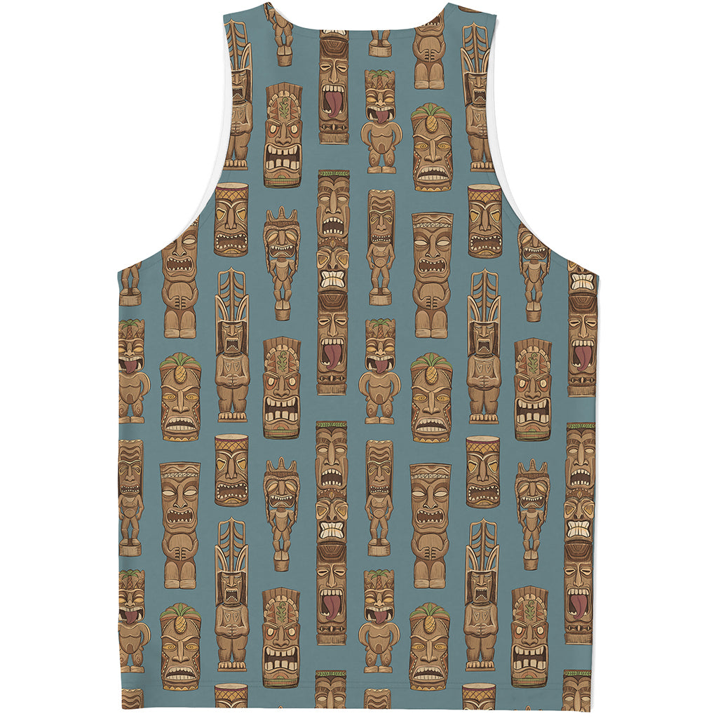 Tiki Totem Pattern Print Men's Tank Top