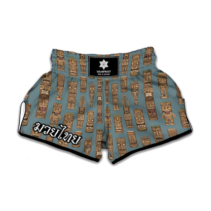 Tiki Totem Pattern Print Muay Thai Boxing Shorts