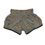 Tiki Totem Pattern Print Muay Thai Boxing Shorts