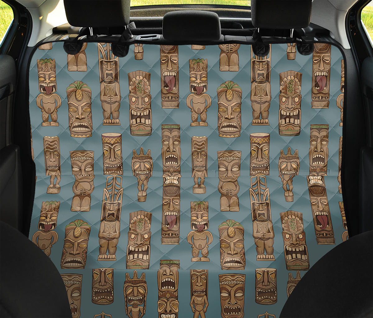 Tiki Totem Pattern Print Pet Car Back Seat Cover
