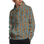Tiki Totem Pattern Print Pullover Hoodie