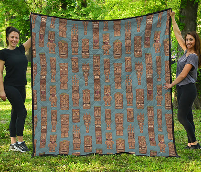 Tiki Totem Pattern Print Quilt