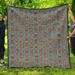 Tiki Totem Pattern Print Quilt