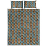 Tiki Totem Pattern Print Quilt Bed Set