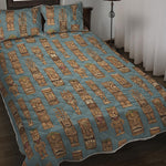 Tiki Totem Pattern Print Quilt Bed Set