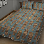 Tiki Totem Pattern Print Quilt Bed Set