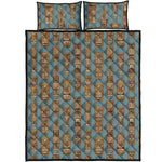 Tiki Totem Pattern Print Quilt Bed Set
