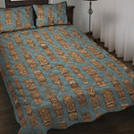 Tiki Totem Pattern Print Quilt Bed Set