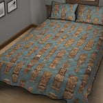 Tiki Totem Pattern Print Quilt Bed Set