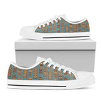 Tiki Totem Pattern Print White Low Top Shoes