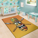 Tiki Totem Print Area Rug