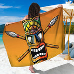 Tiki Totem Print Beach Sarong Wrap