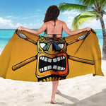 Tiki Totem Print Beach Sarong Wrap
