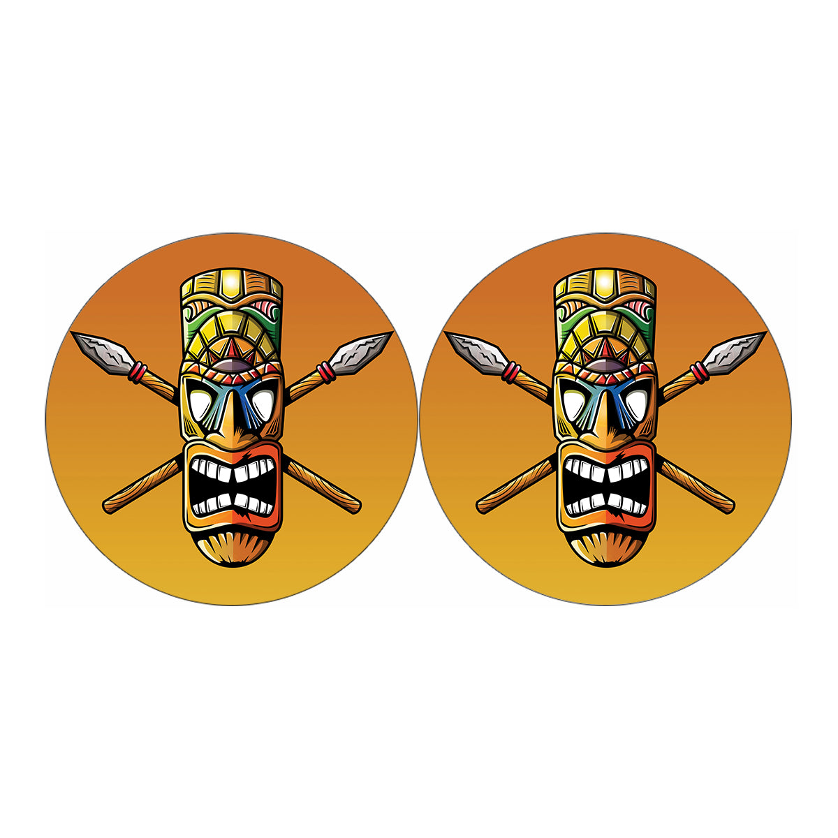Tiki Totem Print Car Coasters