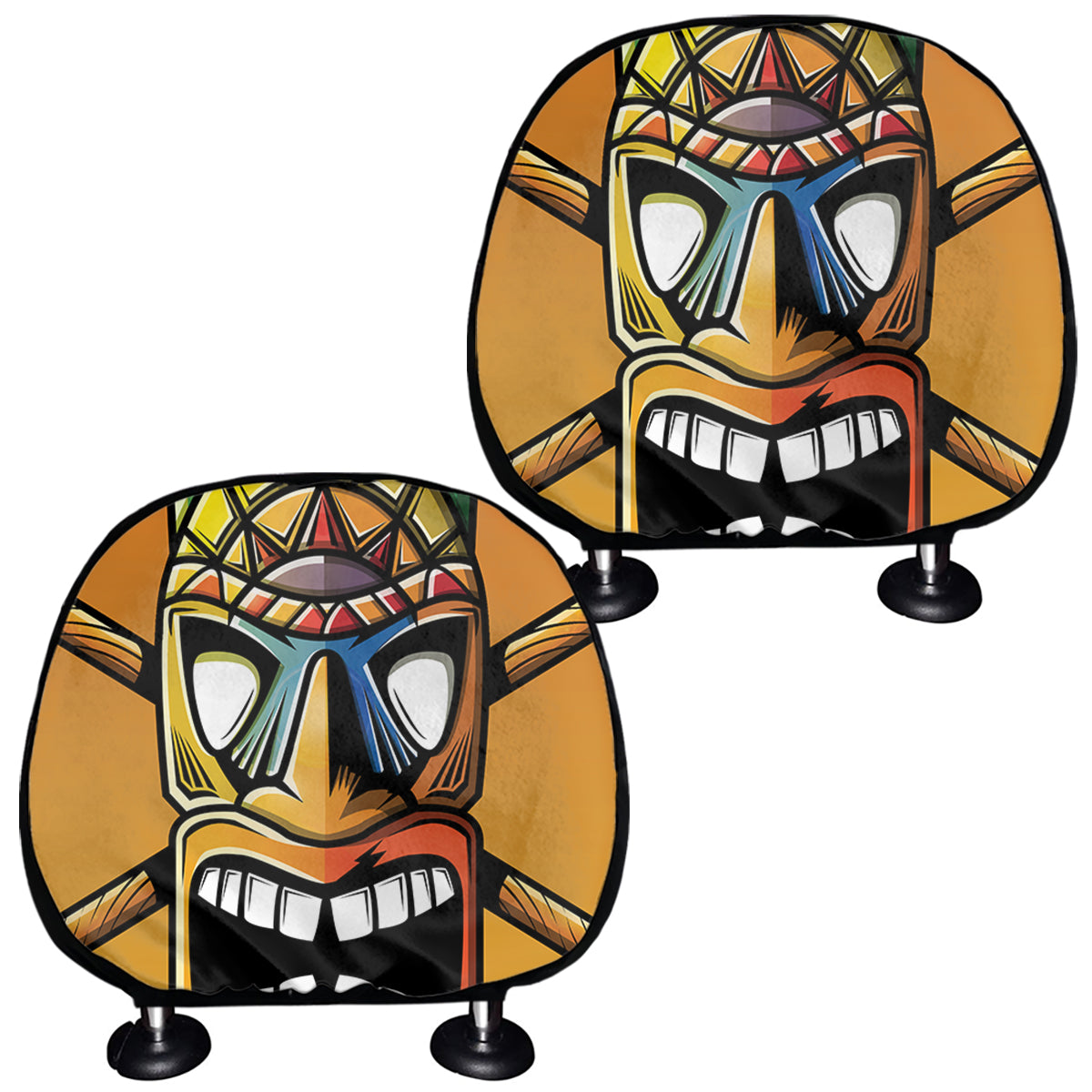 Tiki Totem Print Car Headrest Covers
