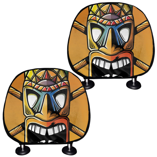 Tiki Totem Print Car Headrest Covers