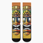 Tiki Totem Print Crew Socks