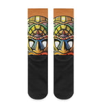 Tiki Totem Print Crew Socks